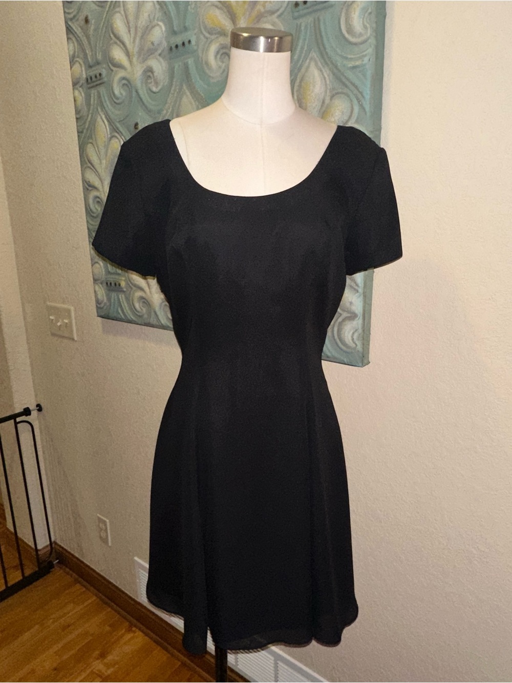 Vintage Late Edition Black Dress 10 Rhinestone Strappy Open Back Made USA